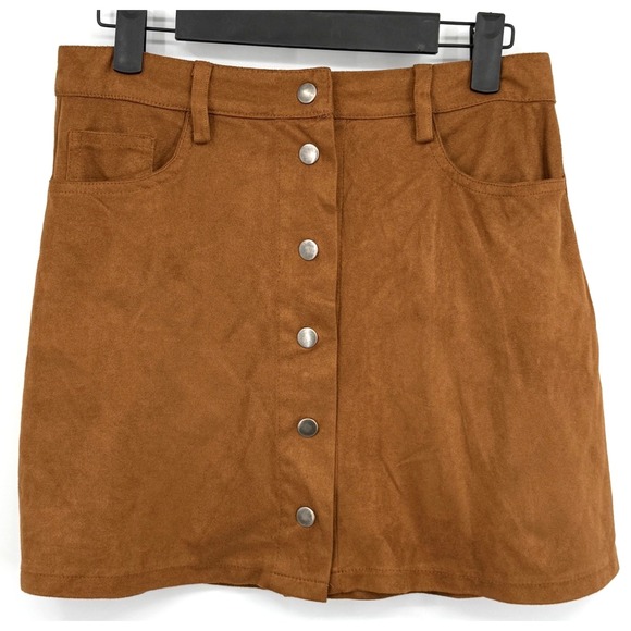 rue21 Womens Mini Skirt S Faux Suede Cowgirl Chocolate Brown Country Western Y2K - Picture 2 of 8